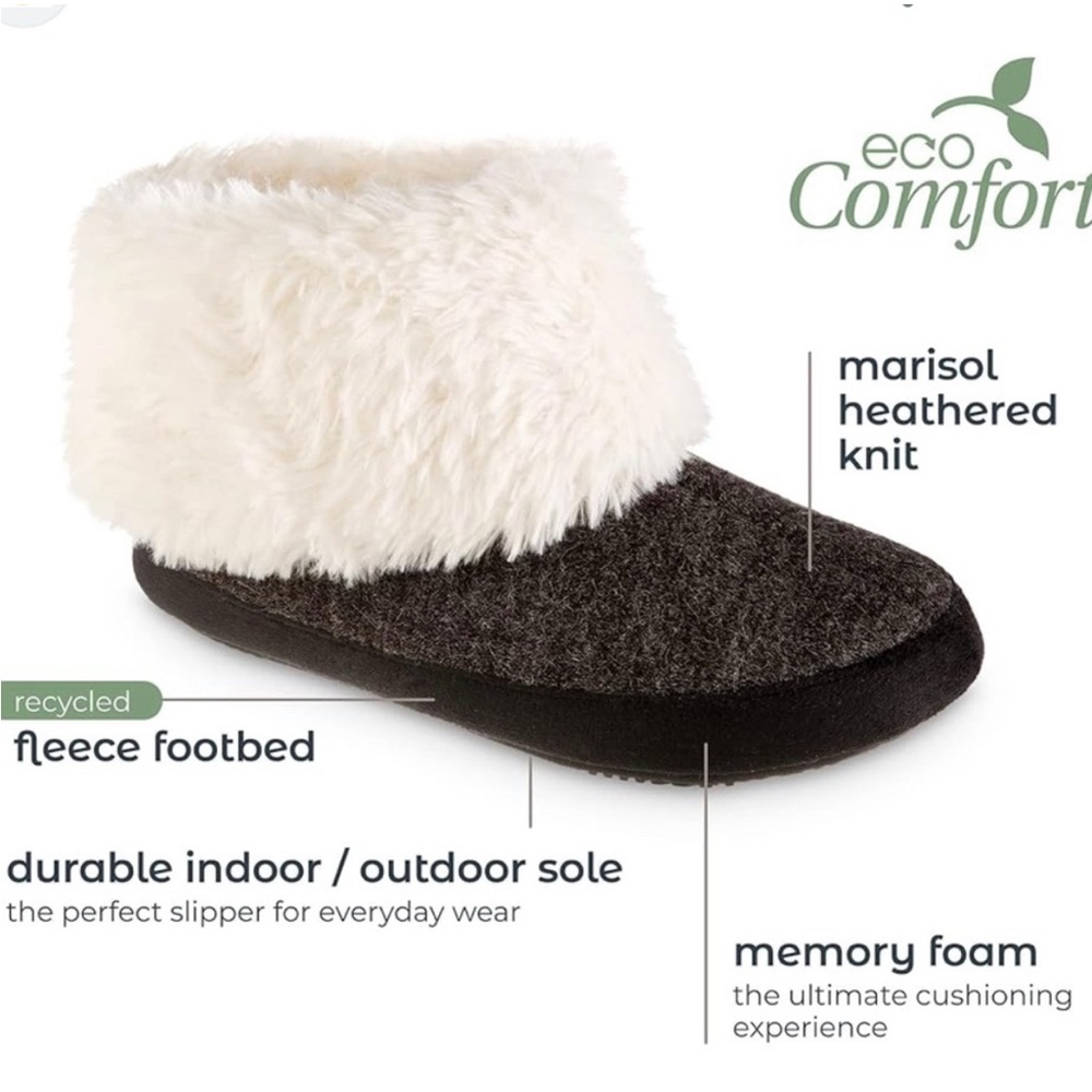 Isotoner NWT Gray and White Slippers Eco Comfort Women’s M (6.5.-7.5)